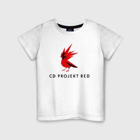 Детская футболка хлопок с принтом CD RPOJECT RED в Екатеринбурге, 100% хлопок | круглый вырез горловины, полуприлегающий силуэт, длина до линии бедер | 2019 | cd project red | cyberpunk 2077 | future | hack | night city | samurai | sci fi | андроиды | безумие | будущее | киберпанк 2077 | логотип | роботы | самураи | фантастика | цифры