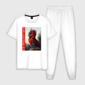 Мужская пижама хлопок с принтом CD RPOJECT RED в Екатеринбурге, 100% хлопок | брюки и футболка прямого кроя, без карманов, на брюках мягкая резинка на поясе и по низу штанин
 | 