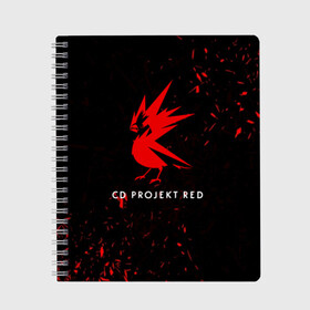 Тетрадь с принтом CD RPOJECT RED в Екатеринбурге, 100% бумага | 48 листов, плотность листов — 60 г/м2, плотность картонной обложки — 250 г/м2. Листы скреплены сбоку удобной пружинной спиралью. Уголки страниц и обложки скругленные. Цвет линий — светло-серый
 | 2019 | cd project red | cyberpunk 2077 | future | hack | night city | samurai | sci fi | андроиды | безумие | будущее | киберпанк 2077 | логотип | роботы | самураи | фантастика | цифры