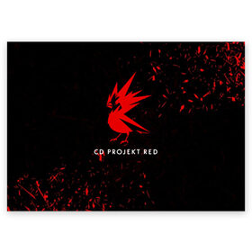 Поздравительная открытка с принтом CD RPOJECT RED в Екатеринбурге, 100% бумага | плотность бумаги 280 г/м2, матовая, на обратной стороне линовка и место для марки
 | Тематика изображения на принте: 2019 | cd project red | cyberpunk 2077 | future | hack | night city | samurai | sci fi | андроиды | безумие | будущее | киберпанк 2077 | логотип | роботы | самураи | фантастика | цифры