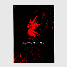 Постер с принтом CD RPOJECT RED в Екатеринбурге, 100% бумага
 | бумага, плотность 150 мг. Матовая, но за счет высокого коэффициента гладкости имеет небольшой блеск и дает на свету блики, но в отличии от глянцевой бумаги не покрыта лаком | 2019 | cd project red | cyberpunk 2077 | future | hack | night city | samurai | sci fi | андроиды | безумие | будущее | киберпанк 2077 | логотип | роботы | самураи | фантастика | цифры
