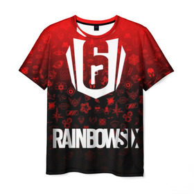 Мужская футболка 3D с принтом RAINBOW SIX | SIEGE в Екатеринбурге, 100% полиэфир | прямой крой, круглый вырез горловины, длина до линии бедер | 6 | cybersport | esport | logo | pro league | rainbow | rainbow six siege | six | team | киберспорт | лого | радуга осада