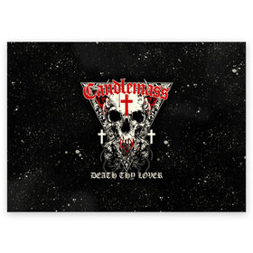 Поздравительная открытка с принтом Candlemass в Екатеринбурге, 100% бумага | плотность бумаги 280 г/м2, матовая, на обратной стороне линовка и место для марки
 | Тематика изображения на принте: doom | metal | группы | дум | дум метал | метал | музыка | рок