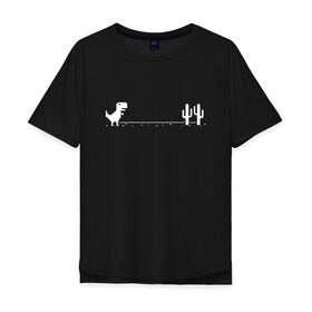 Мужская футболка хлопок Oversize с принтом Динохром, динозавр в Екатеринбурге, 100% хлопок | свободный крой, круглый ворот, “спинка” длиннее передней части | Тематика изображения на принте: chrome | dino | dinochrome | google | гугл | динозавр | динохром