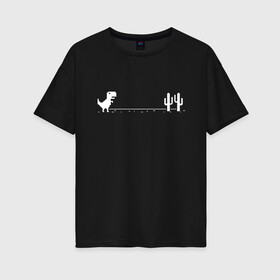 Женская футболка хлопок Oversize с принтом Динохром динозавр в Екатеринбурге, 100% хлопок | свободный крой, круглый ворот, спущенный рукав, длина до линии бедер
 | chrome | dino | dinochrome | google | гугл | динозавр | динохром
