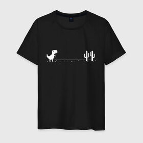 Мужская футболка хлопок с принтом Динохром, динозавр в Екатеринбурге, 100% хлопок | прямой крой, круглый вырез горловины, длина до линии бедер, слегка спущенное плечо. | chrome | dino | dinochrome | google | гугл | динозавр | динохром