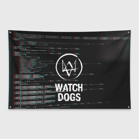 Флаг-баннер с принтом WATCH DOGS в Екатеринбурге, 100% полиэстер | размер 67 х 109 см, плотность ткани — 95 г/м2; по краям флага есть четыре люверса для крепления | action | ct os | ded sec | fox | game | gamer | glitch | hacker | player | watch dogs | watch dogs 2 | глитч | знак лиса | игра | компьютерная игра | маркус | хакер