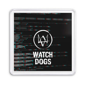 Магнит 55*55 с принтом WATCH DOGS в Екатеринбурге, Пластик | Размер: 65*65 мм; Размер печати: 55*55 мм | action | ct os | ded sec | fox | game | gamer | glitch | hacker | player | watch dogs | watch dogs 2 | глитч | знак лиса | игра | компьютерная игра | маркус | хакер