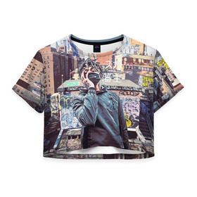 Женская футболка Cropp-top с принтом SCARLXRD (RAP) в Екатеринбурге, 100% полиэстер | круглая горловина, длина футболки до линии талии, рукава с отворотами | музыка | реп | скарлорд
