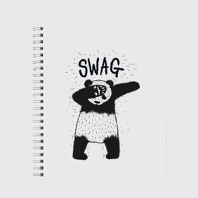 Тетрадь с принтом Swag Panda в Екатеринбурге, 100% бумага | 48 листов, плотность листов — 60 г/м2, плотность картонной обложки — 250 г/м2. Листы скреплены сбоку удобной пружинной спиралью. Уголки страниц и обложки скругленные. Цвет линий — светло-серый
 | Тематика изображения на принте: animal | art | authority | bear | dab | drawing | gesture | graphics | indisputable | panda | swag | wild | авторитет | графика | даб | дикий | жест | животное | искусство | медведь | непререкаемый | панда | рисунок | свэг