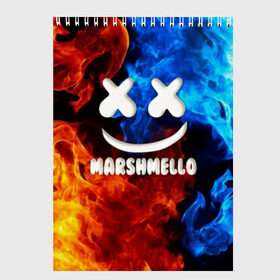 Скетчбук с принтом Marshmello Fire в Екатеринбурге, 100% бумага
 | 48 листов, плотность листов — 100 г/м2, плотность картонной обложки — 250 г/м2. Листы скреплены сверху удобной пружинной спиралью | dj | fire | marshmello | usa | америка | вода | клубная музыка | мармело | маршмелло | маршмеллоу | музыка | музыкант | огонь