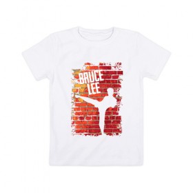 Детская футболка хлопок с принтом Bruce Lee в Екатеринбурге, 100% хлопок | круглый вырез горловины, полуприлегающий силуэт, длина до линии бедер | 