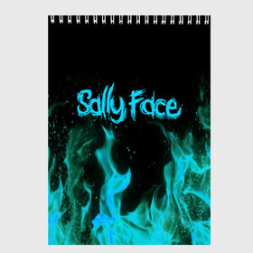 Скетчбук с принтом SALLY FACE FIRE в Екатеринбурге, 100% бумага
 | 48 листов, плотность листов — 100 г/м2, плотность картонной обложки — 250 г/м2. Листы скреплены сверху удобной пружинной спиралью | face | fire | game | horror | larry | sally | sally face | sanity s fall | игра | ларри | мальчик с протезом | огонь | салли | салли фейс | ужасы