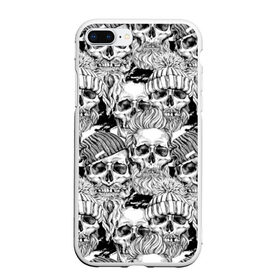 Чехол для iPhone 7Plus/8 Plus матовый с принтом Human skulls в Екатеринбурге, Силикон | Область печати: задняя сторона чехла, без боковых панелей | beard | death | fashionable | hairstyle | hat | hipster | human | knitted | men | mustache | skull | street | style | symbol | борода | вязаная | модная | мужчины | прическа | символ | стиль | уличный | усы | хипстер | человеческие | черепа | шап