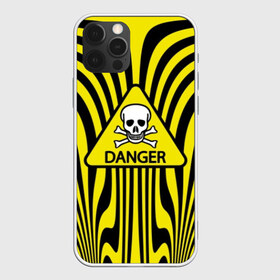 Чехол для iPhone 12 Pro Max с принтом Danger в Екатеринбурге, Силикон |  | danger | skull | triangle | wave | yellow | волна | желтый | опасность | треугольник | череп
