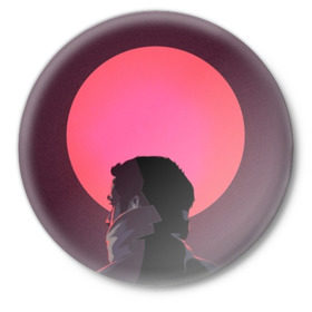 Значок с принтом Райан Гослинг в Екатеринбурге,  металл | круглая форма, металлическая застежка в виде булавки | бегущий по лезвию | райан гослинг