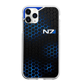 Чехол для iPhone 11 Pro Max матовый с принтом MASS EFFECT N7 в Екатеринбурге, Силикон |  | blue | n7 | neon | броня | костюм | масс эффект | н7 | неон | синий | соты | стальная броня | стальные соты | шепард