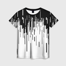 Женская футболка 3D с принтом 8 бит в Екатеринбурге, 100% полиэфир ( синтетическое хлопкоподобное полотно) | прямой крой, круглый вырез горловины, длина до линии бедер | 8 бит | pixel | pixel art | бит | пиксели | прикольный принт | принт | футболка принт | чб | черно белое