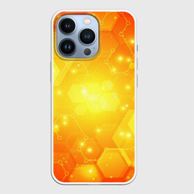 Чехол для iPhone 13 Pro с принтом ОРАНЖЕВЫЕ СОТЫ в Екатеринбурге,  |  | abstraction | cyber | cyberpunk | future | geometry | hexagon | neon | techno | texture | абстракция | броня | геометрия | кибер | краски | неон | неоновый | сетка | соты | стальная броня | стальные соты | текстура | шестигранники