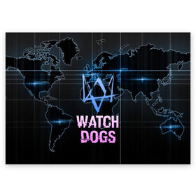 Поздравительная открытка с принтом WATCH DOGS в Екатеринбурге, 100% бумага | плотность бумаги 280 г/м2, матовая, на обратной стороне линовка и место для марки
 | action | ct os | ded sec | fox | game | gamer | glitch | hacker | player | watch dogs | watch dogs 2 | глитч | знак лиса | игра | компьютерная игра | маркус | хакер