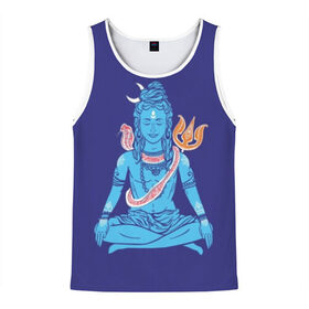 Мужская майка 3D с принтом Шива в Екатеринбурге, 100% полиэстер | круглая горловина, приталенный силуэт, длина до линии бедра. Пройма и горловина окантованы тонкой бейкой | Тематика изображения на принте: blue | cobra | destroyer | destruction | gods | great | hinduism | india | meditation | om | peace | power | religion | shiva | trident | yoga | боги | великий | власть | знание | индия | индуизм | йога | кайлас | кобра | медитация | ом | разрушение | раз