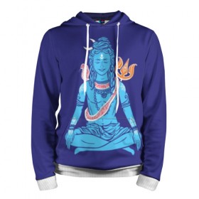 Мужская толстовка 3D с принтом Шива в Екатеринбурге, 100% полиэстер | двухслойный капюшон со шнурком для регулировки, мягкие манжеты на рукавах и по низу толстовки, спереди карман-кенгуру с мягким внутренним слоем. | blue | cobra | destroyer | destruction | gods | great | hinduism | india | meditation | om | peace | power | religion | shiva | trident | yoga | боги | великий | власть | знание | индия | индуизм | йога | кайлас | кобра | медитация | ом | разрушение | раз