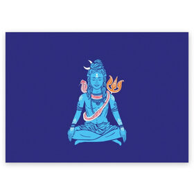 Поздравительная открытка с принтом Шива в Екатеринбурге, 100% бумага | плотность бумаги 280 г/м2, матовая, на обратной стороне линовка и место для марки
 | Тематика изображения на принте: blue | cobra | destroyer | destruction | gods | great | hinduism | india | meditation | om | peace | power | religion | shiva | trident | yoga | боги | великий | власть | знание | индия | индуизм | йога | кайлас | кобра | медитация | ом | разрушение | раз