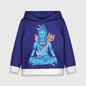 Детская толстовка 3D с принтом Шива в Екатеринбурге, 100% полиэстер | двухслойный капюшон со шнурком для регулировки, мягкие манжеты на рукавах и по низу толстовки, спереди карман-кенгуру с мягким внутренним слоем | blue | cobra | destroyer | destruction | gods | great | hinduism | india | meditation | om | peace | power | religion | shiva | trident | yoga | боги | великий | власть | знание | индия | индуизм | йога | кайлас | кобра | медитация | ом | разрушение | раз