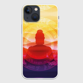 Чехол для iPhone 13 mini с принтом Будда в Екатеринбурге,  |  | buddha | calm | color | enlightenment | india | meditatio | mountains | nature | purple | red | religion | symbol | yellow | yoga | будда | горы | духовность | желтый | индия | йога | красный | медитация | природа | просветление | расслабление | религия |