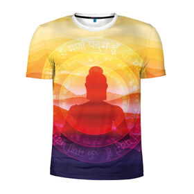 Мужская футболка 3D спортивная с принтом Будда в Екатеринбурге, 100% полиэстер с улучшенными характеристиками | приталенный силуэт, круглая горловина, широкие плечи, сужается к линии бедра | buddha | calm | color | enlightenment | india | meditatio | mountains | nature | purple | red | religion | symbol | yellow | yoga | будда | горы | духовность | желтый | индия | йога | красный | медитация | природа | просветление | расслабление | религия |