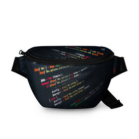 Поясная сумка 3D с принтом ПРОГРАММИСТ в Екатеринбурге, 100% полиэстер | плотная ткань, ремень с регулируемой длиной, внутри несколько карманов для мелочей, основное отделение и карман с обратной стороны сумки застегиваются на молнию | anonymus | cod | hack | hacker | it | program | texture | айти | аноним | анонимус | взлом | код | кодинг | программа | программист | текстура | хак | хакер