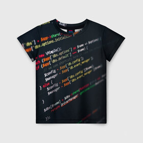 Детская футболка 3D с принтом ПРОГРАММИСТ в Екатеринбурге, 100% гипоаллергенный полиэфир | прямой крой, круглый вырез горловины, длина до линии бедер, чуть спущенное плечо, ткань немного тянется | anonymus | cod | hack | hacker | it | program | texture | айти | аноним | анонимус | взлом | код | кодинг | программа | программист | текстура | хак | хакер