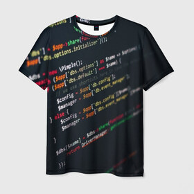 Мужская футболка 3D с принтом ПРОГРАММИСТ в Екатеринбурге, 100% полиэфир | прямой крой, круглый вырез горловины, длина до линии бедер | anonymus | cod | hack | hacker | it | program | texture | айти | аноним | анонимус | взлом | код | кодинг | программа | программист | текстура | хак | хакер