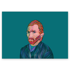 Поздравительная открытка с принтом Ван Гог в Екатеринбурге, 100% бумага | плотность бумаги 280 г/м2, матовая, на обратной стороне линовка и место для марки
 | art | artist | background | beard | creativity | face | impressionism | look | man | picture | portrait | purple | red | van gogh | борода | ван | взгляд | гог | импрессионизм | искусство | картина | лицо | мужчина | портрет | рыжий | творчество | фиолето