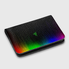 Картхолдер с принтом с принтом RAZER NEON в Екатеринбурге, натуральная матовая кожа | размер 7,3 х 10 см; кардхолдер имеет 4 кармана для карт; | game | razer | texture | зеленый | игровое лого | игромания | игры | рэйзер | текстуры