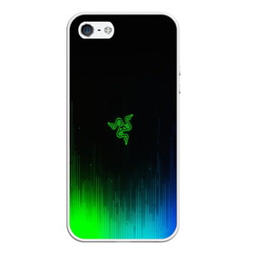 Чехол для iPhone 5/5S матовый с принтом RAZER NEON в Екатеринбурге, Силикон | Область печати: задняя сторона чехла, без боковых панелей | Тематика изображения на принте: game | razer | texture | зеленый | игровое лого | игромания | игры | рэйзер | текстуры