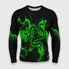 Мужской рашгард 3D с принтом RAZER в Екатеринбурге,  |  | game | razer | texture | зеленый | игровое лого | игромания | игры | рэйзер | текстуры