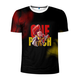 Мужская футболка 3D спортивная с принтом One-Punch Man в Екатеринбурге, 100% полиэстер с улучшенными характеристиками | приталенный силуэт, круглая горловина, широкие плечи, сужается к линии бедра | one | one punch man | бесправный ездок | бласт | бэнг | ванпанчмен | генос | демон киборг | лысый плащ | ниндзя | сайтама | сверхзвуковой соник | серебряный клык | тацумаки | человек один удар