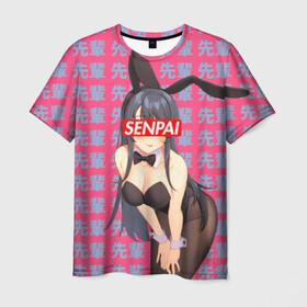 Мужская футболка 3D с принтом Anime (Senpai 6) в Екатеринбурге, 100% полиэфир | прямой крой, круглый вырез горловины, длина до линии бедер | ahegao | anime | manga | sempai | senpai | аниме | ахегао | манга | семпай | сенпай
