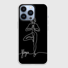 Чехол для iPhone 13 Pro с принтом Йога в Екатеринбурге,  |  | black and white | culture | girl | graphics | indian | line | meditation | pose | yoga | графика | девушка | индийская | йога | культура | линия | медитация | черно белая