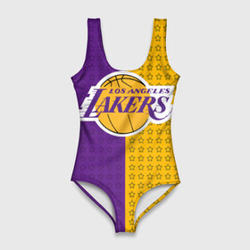 Купальник-боди 3D с принтом Lakers (1) в Екатеринбурге, 82% полиэстер, 18% эластан | Круглая горловина, круглый вырез на спине | ball | basket | basketball | kobu | lakers | lebron | los angeles | баскетбол | коюи | леброн | лейкерс | лос анджелис