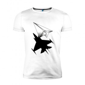 Мужская футболка премиум с принтом ВВС в Екатеринбурге, 92% хлопок, 8% лайкра | приталенный силуэт, круглый вырез ворота, длина до линии бедра, короткий рукав | aircraft | camouflage | flight | paper | shadow | ввс | камуфляж | полет | самолет | тень