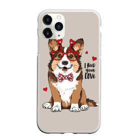 Чехол для iPhone 11 Pro матовый с принтом I need your love в Екатеринбурге, Силикон |  | Тематика изображения на принте: animal | bow tie | breed | corgi | cute | dog | funny | hearts | holiday | pembroke | polka dot | red | saint | valentine | валентина | вельш корги | галстук бабочка | горошек | день | животное | красный | любовь | милая | очки | пемброк | пород
