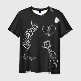 Мужская футболка 3D с принтом LIl Peep (Broken) в Екатеринбурге, 100% полиэфир | прямой крой, круглый вырез горловины, длина до линии бедер | baby | broken | cry | lil | lil peep | peep | rap | rose | лил | лил пип | пип | реп | роза | сердце