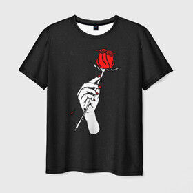 Мужская футболка 3D с принтом Lil Peep (Rose) в Екатеринбурге, 100% полиэфир | прямой крой, круглый вырез горловины, длина до линии бедер | baby | broken | cry | lil | lil peep | peep | rap | rose | лил | лил пип | пип | реп | роза | сердце