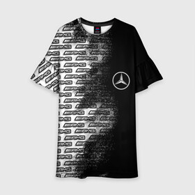 Детское платье 3D с принтом Mercedes в Екатеринбурге, 100% полиэстер | прямой силуэт, чуть расширенный к низу. Круглая горловина, на рукавах — воланы | Тематика изображения на принте: amg | mercedes | авто | автомобиль | иномарка | логотип | машина | мерседес | текстура
