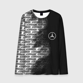 Мужской лонгслив 3D с принтом Mercedes в Екатеринбурге, 100% полиэстер | длинные рукава, круглый вырез горловины, полуприлегающий силуэт | amg | mercedes | авто | автомобиль | иномарка | логотип | машина | мерседес | текстура