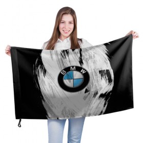 Флаг 3D с принтом BMW в Екатеринбурге, 100% полиэстер | плотность ткани — 95 г/м2, размер — 67 х 109 см. Принт наносится с одной стороны | bmw | авто | автомобиль | бмв | логотип | машина | надпись | текстура
