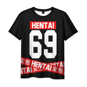 Мужская футболка 3D с принтом HENTAI в Екатеринбурге, 100% полиэфир | прямой крой, круглый вырез горловины, длина до линии бедер | ahegao | anime | kawai | kowai | oppai | otaku | senpai | sugoi | waifu | yandere | аниме | ахегао | ковай | культура | отаку | сенпай | тренд | яндере