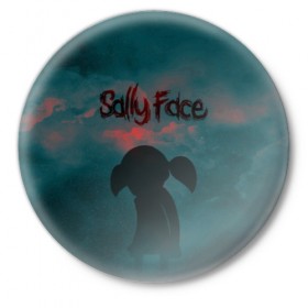 Значок с принтом Sally Face (Силуэт). в Екатеринбурге,  металл | круглая форма, металлическая застежка в виде булавки | Тематика изображения на принте: face | game | horror | larry | sally | sally face | sanity s fall | игра | ларри | мальчик с протезом | салли | салли фейс | ужасы